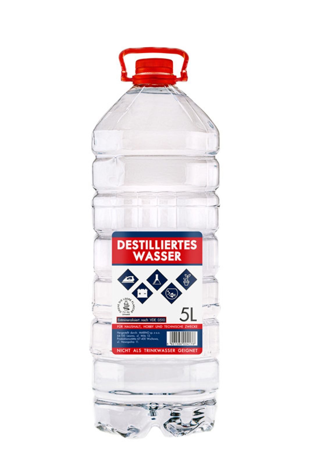 BURI Destilliertes Wasser 3x 5L Destilliertes Wasser demineralisiert für Haushalt Hobby Auto
