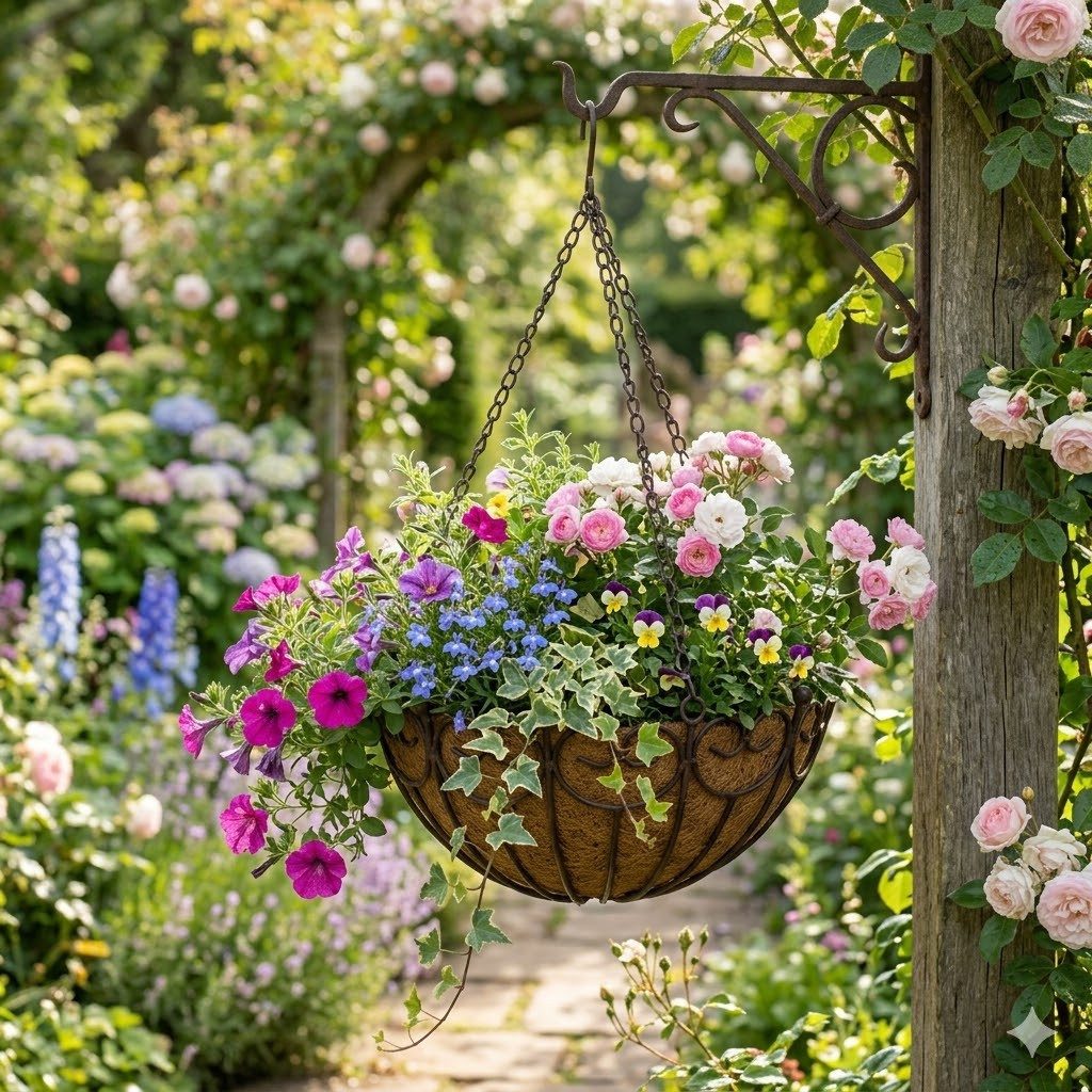 Selle San Marco Blumenampel Hängekorb Metall Blumenampel mit Kettenaufhängung für Balkon & Garten