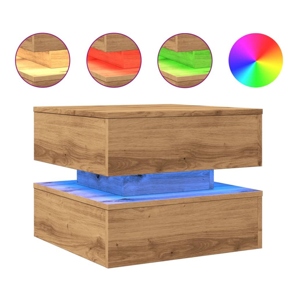 vidaXL Couchtisch, Couchtisch mit LED-Leuchten Artisan-Eiche 50x50x40 cm günstig online kaufen