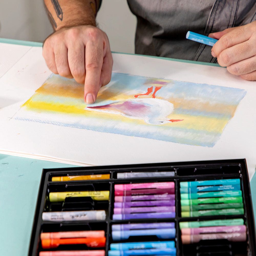 Mont Marte Pastellkreide - Extra weiche Ölpastellkreide Set - 26 / 39 Stk.- Macaron Farben, Für traumhaft lebendige Kunstwerke-Ideal geeignet für Anfänger & Profi
