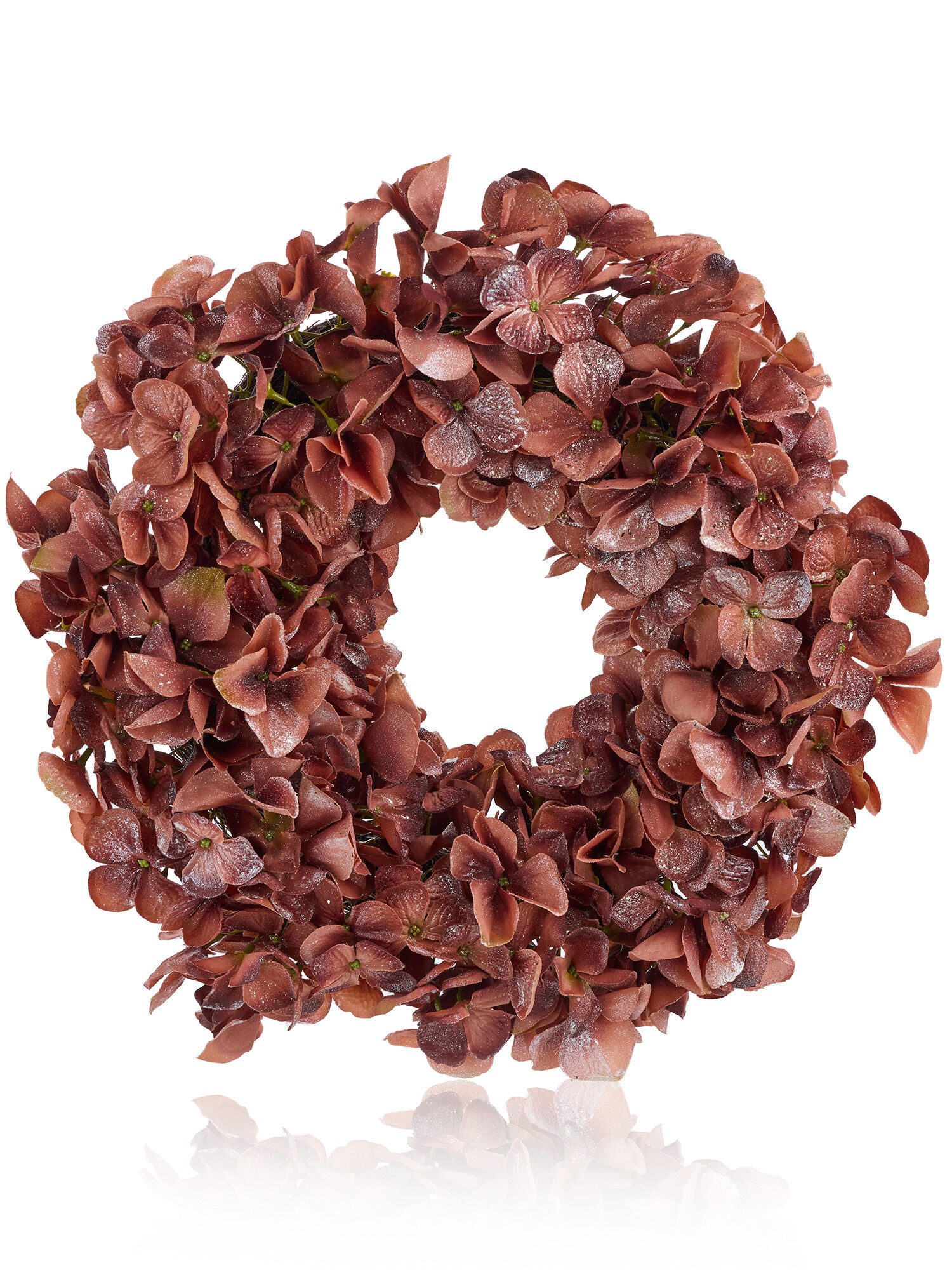 Dekorieren macht glücklich Dekokranz Deko Kranz aus Kunsthortensien, Ø 42 cm, ganzjährig dekorierbar, Deko Vintage Hortensienkranz Ø 42 cm