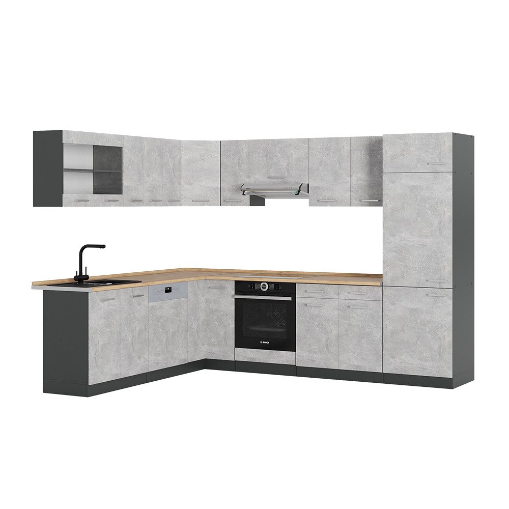 Vicco Winkelküche R-Line, Beton/Anthrazit, 227 x günstig online kaufen