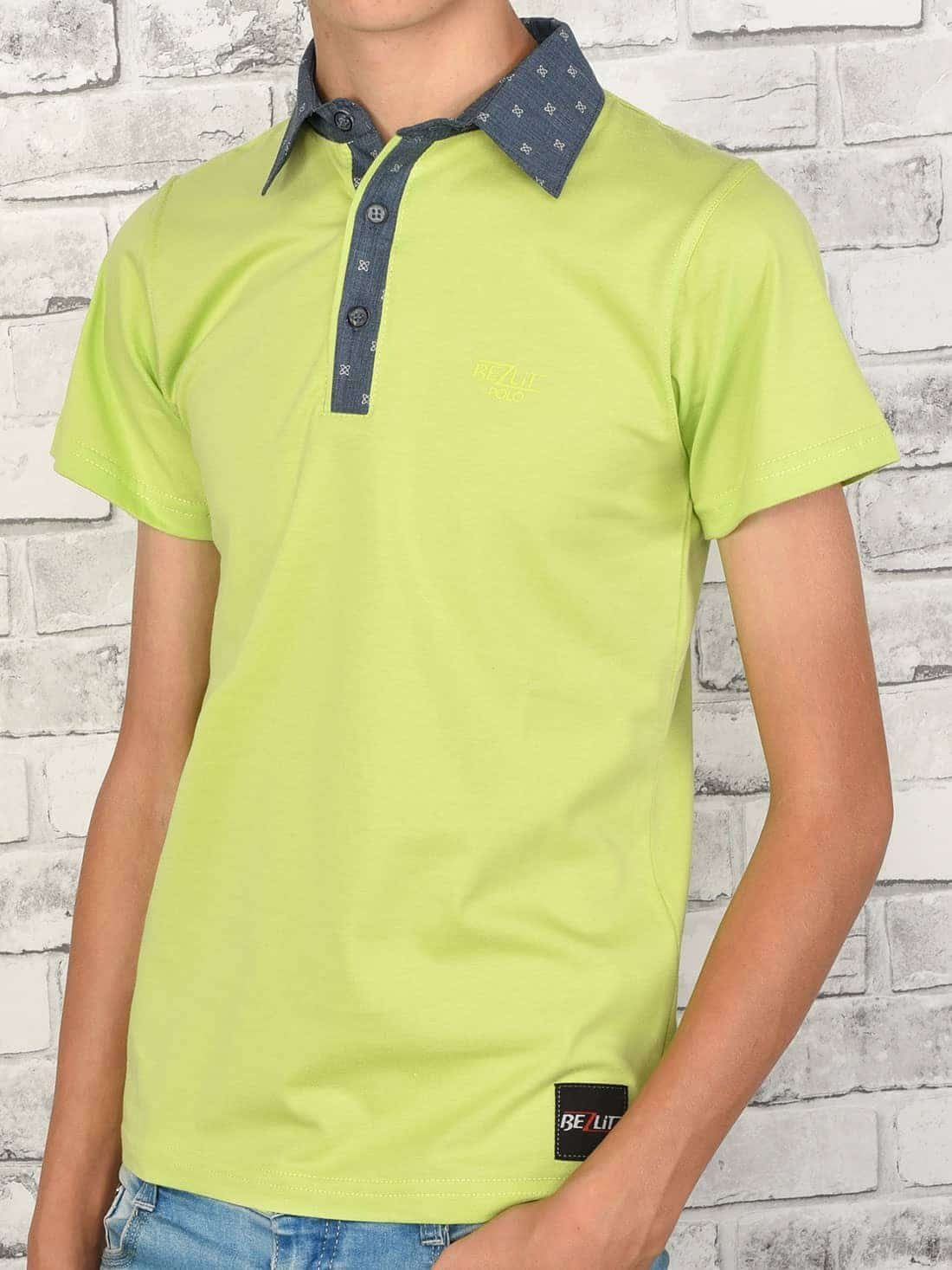 Polo Kontrastfarben Casual Kurzarmshirt (1-tlg) Jungen Hellgrün Shirt BEZLIT mit