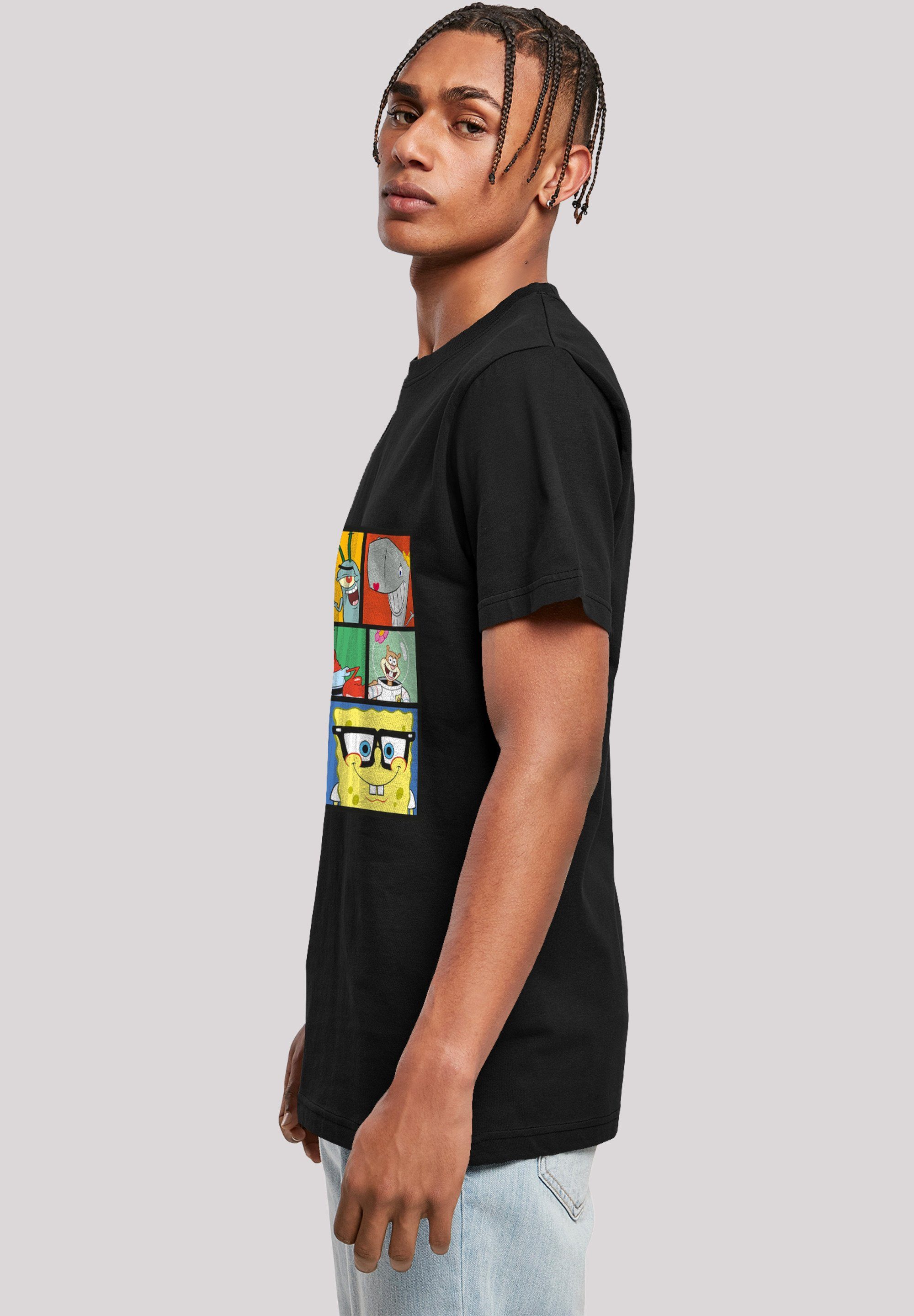 F4NT4STIC T-Shirt schwarz Collage Herren,Premium Spongebob Schwammkopf Merch,Regular-Fit,Basic,Bedruckt