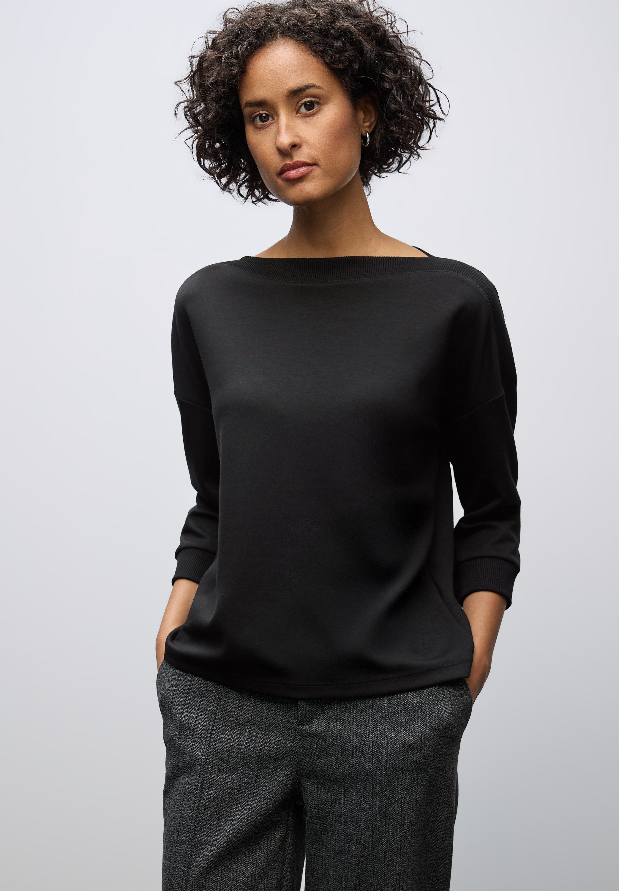 STREET ONE 3/4-Arm-Shirt Strick-Shirt mit U-Boot-Ausschnitt günstig online kaufen