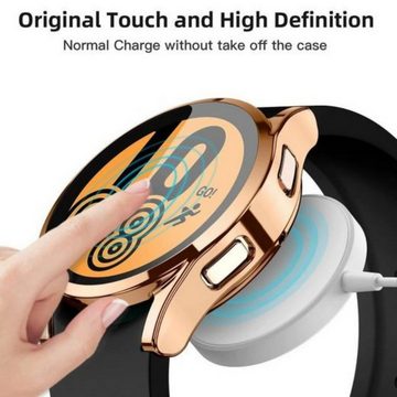 SmartUP Smartwatch-Hülle 2X Hülle für Samsung Galaxy Watch 4 40mm 44mm Silikon Schutzhülle Case, Schutzglas, Stoßfest, Displayschutz, Rundumschutz