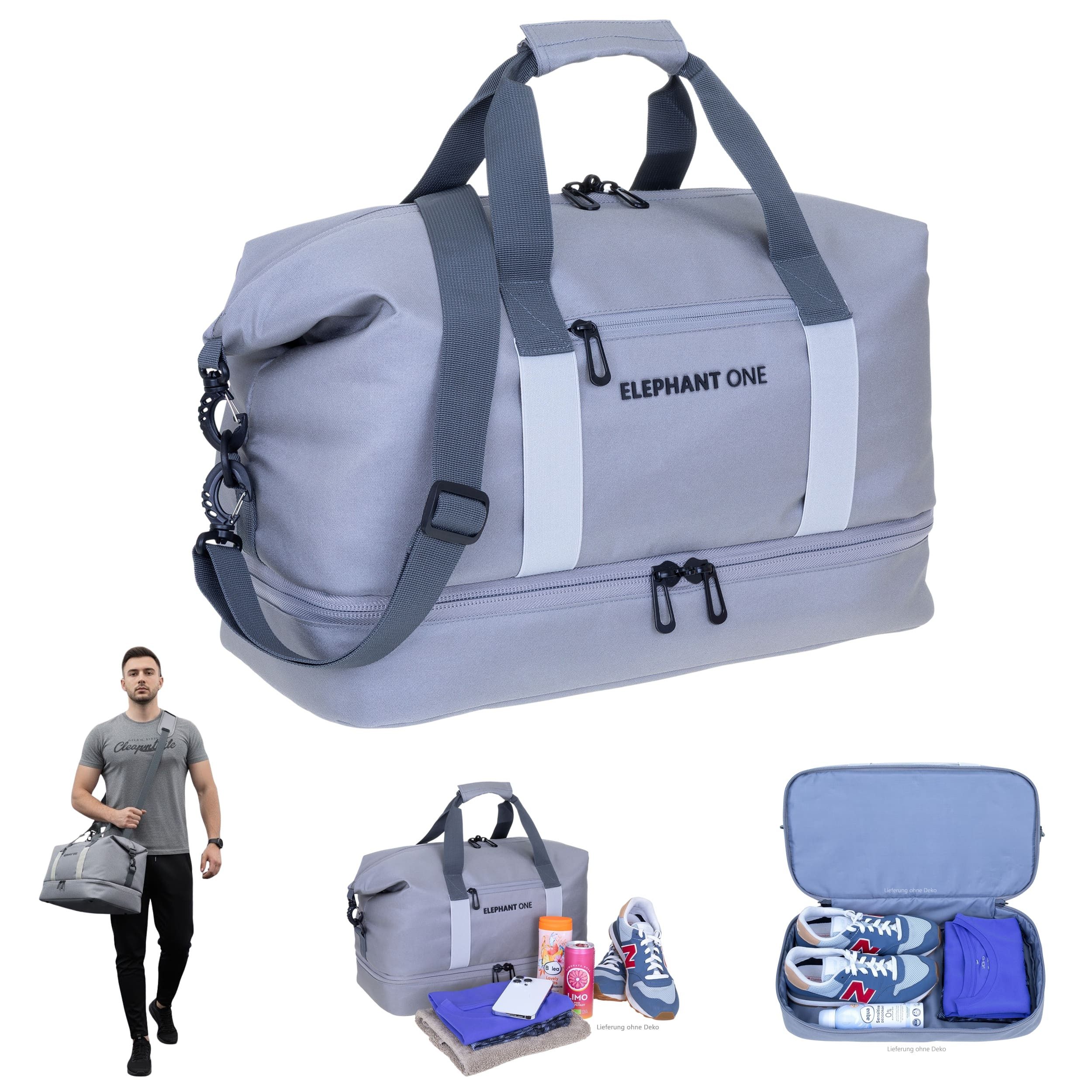ELEPHANT Sporttasche Damen Herren Reisetasche Gym Schuhfach Innentaschen, Reisetasche Sport Tasche Schuhfach Vortasche 47 cm 30 L + Flasche