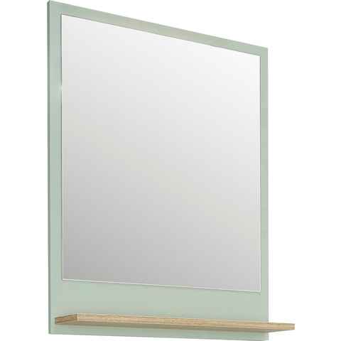 Saphir Badspiegel Quickset 963 Spiegel mit Ablage, 60 cm breit, 74,5 cm hoch, Flächenspiegel Salbei Nachbildung, Riviera Eiche quer Nachbildung