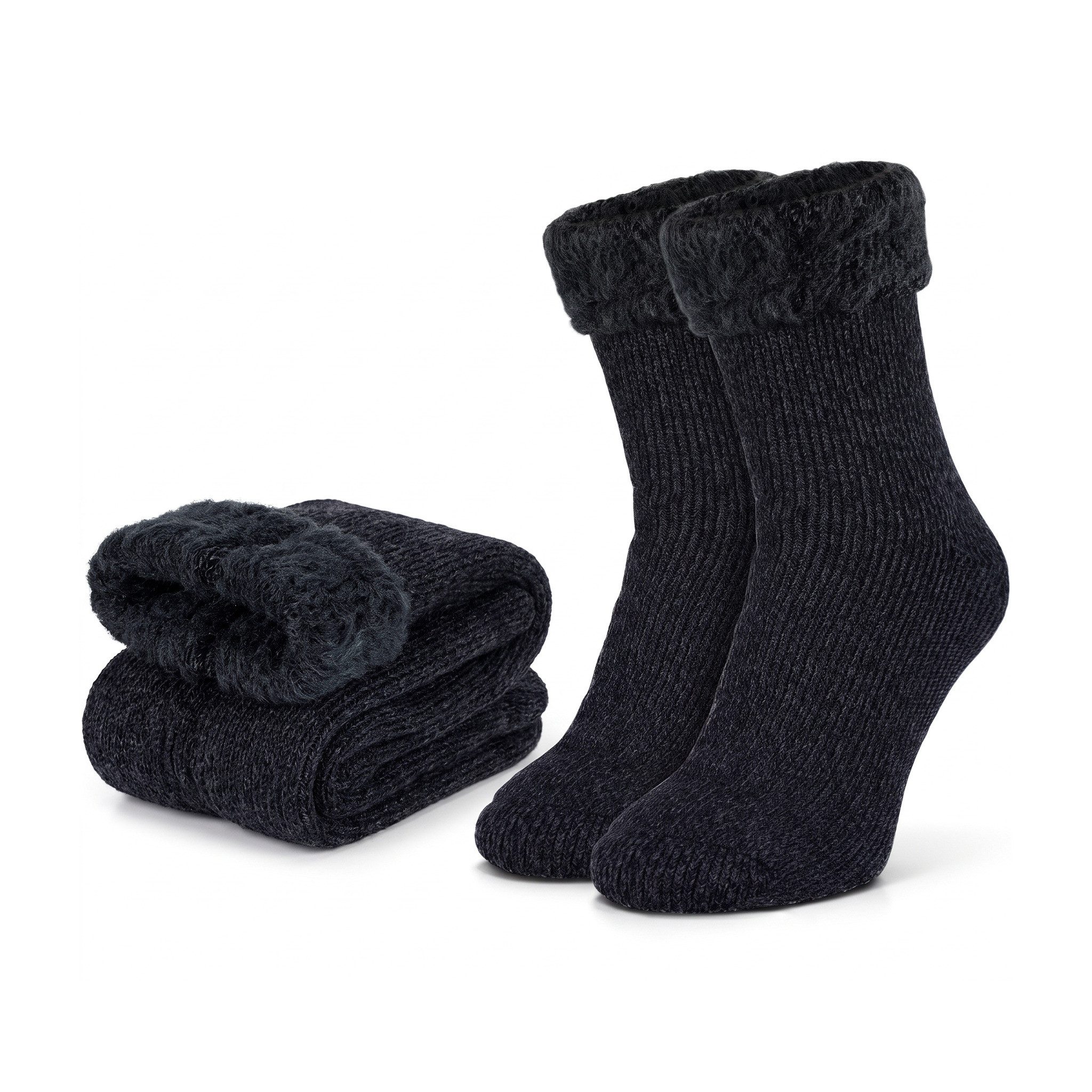 Black Snake Kuschelsocken Weiche Plüschsocken für Damen und Herren als warme Haussocken zuhause (Socken-Set, 2-Paar, Anthrazit 41/47) Hoher TOG-Wert 2.3, ideal als Bettsocken und Wärmeschicht im Winter