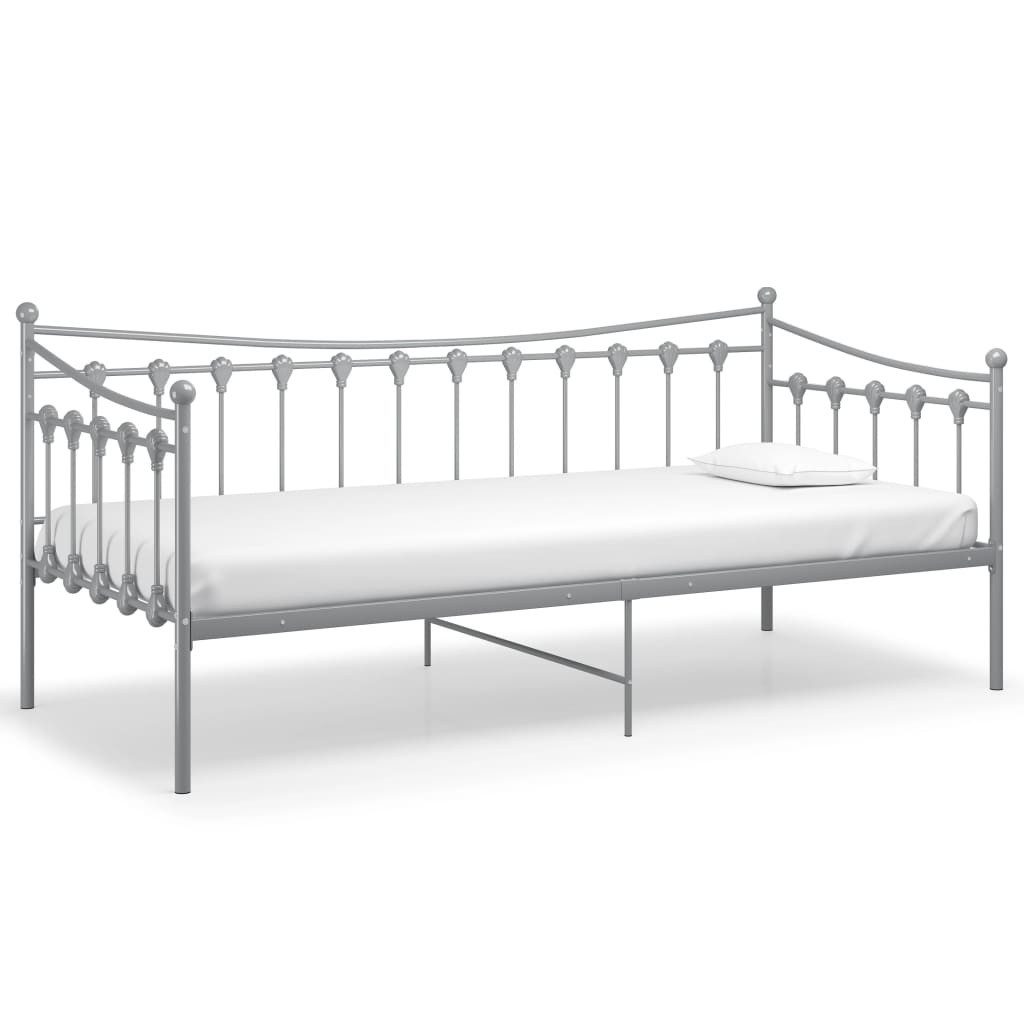 vidaXL Bett Schlafsofa Bettgestell Grau Metall günstig online kaufen