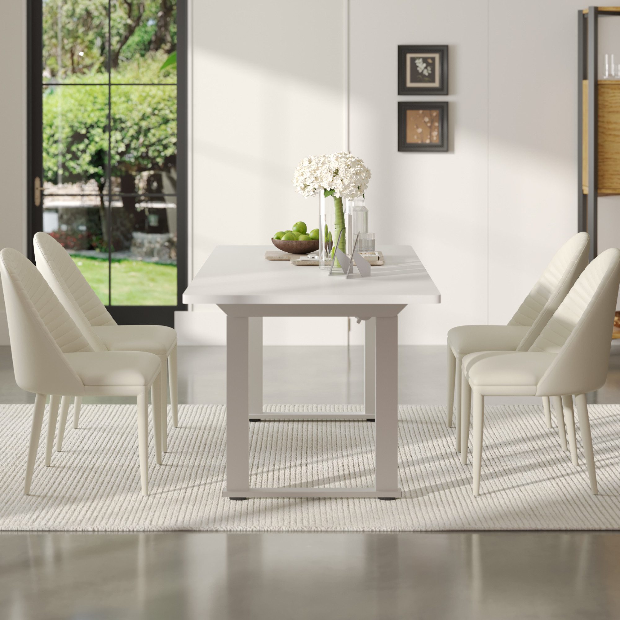 FLEXISPOT Schreibtisch Höhenverstellbarer Schreibtischgestell mit 4-Beinen (Dual-Motor, Großzügige Tischplattengröße 120-200 cm, 3 Speicherhöhen & Timer & Anti-Kollision & LED-Display), Moderner Esstisch, Home & Office, Max. Load: 150KG