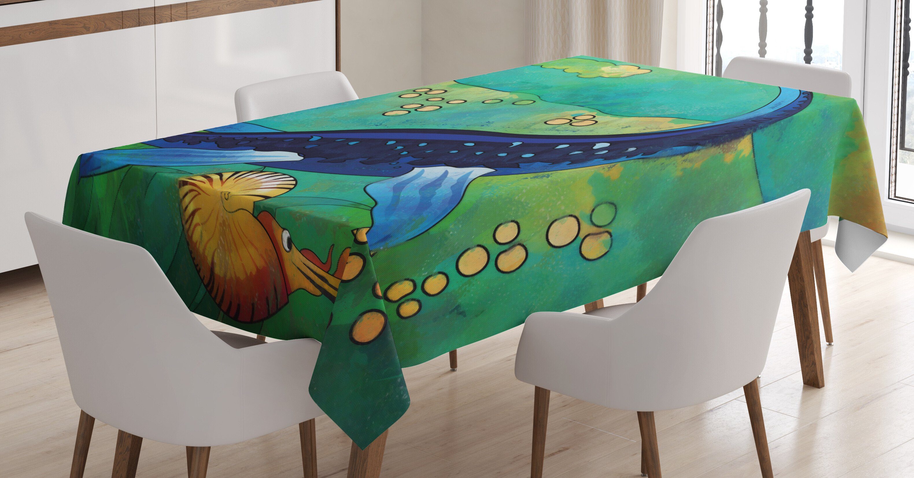 den Tischdecke Für Dinosaurier Bereich Waschbar Farbfest geeignet Farben, Meereslebewesen Außen Abakuhaus Klare