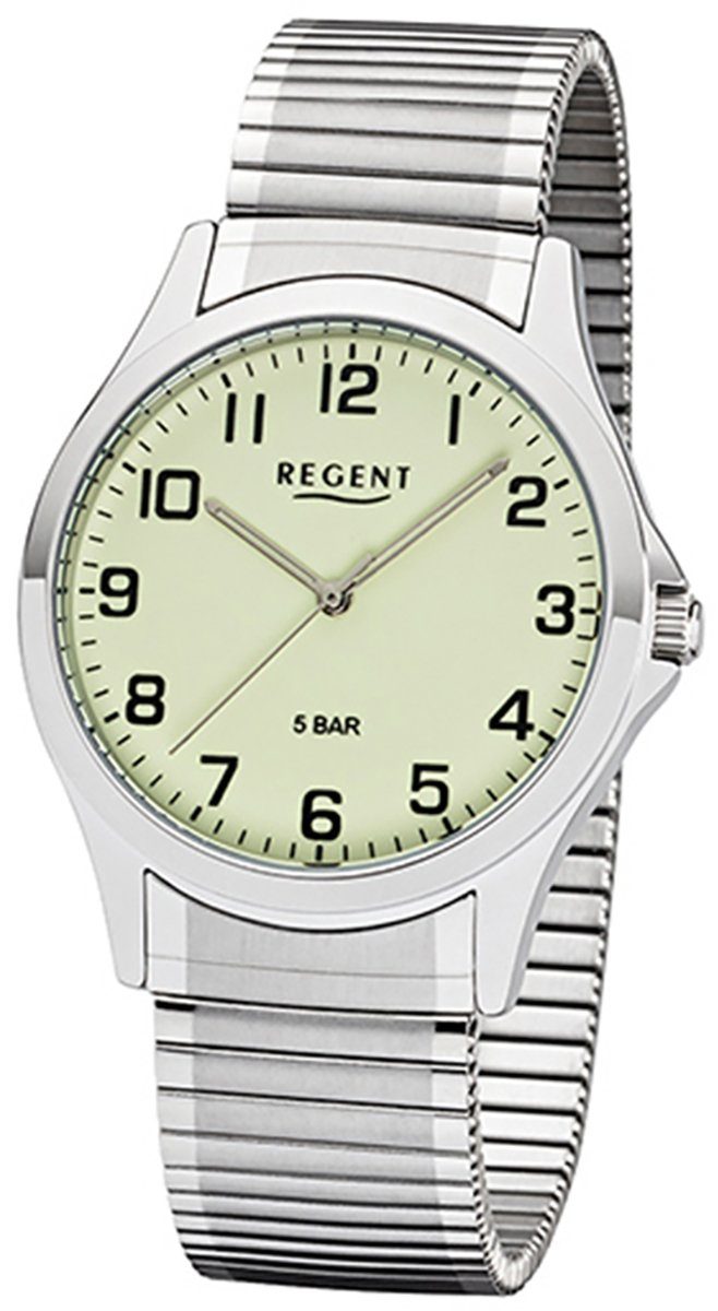 Regent Quarzuhr Regent Herren Uhr Herren Quarz, Metallarmband (ca. rund, 39mm), 1242425 mittel Metall Armbanduhr