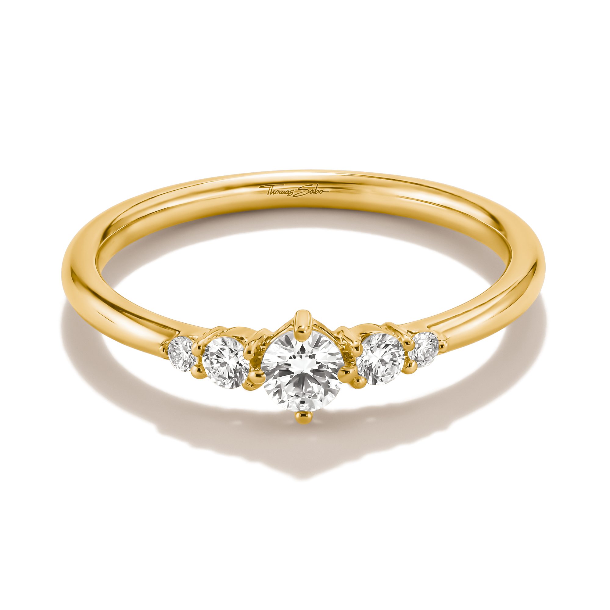 THOMAS SABO Fingerring Ring mit Zirkoniasteinen gelbgoldfarben, mit Zirkonia (synth)