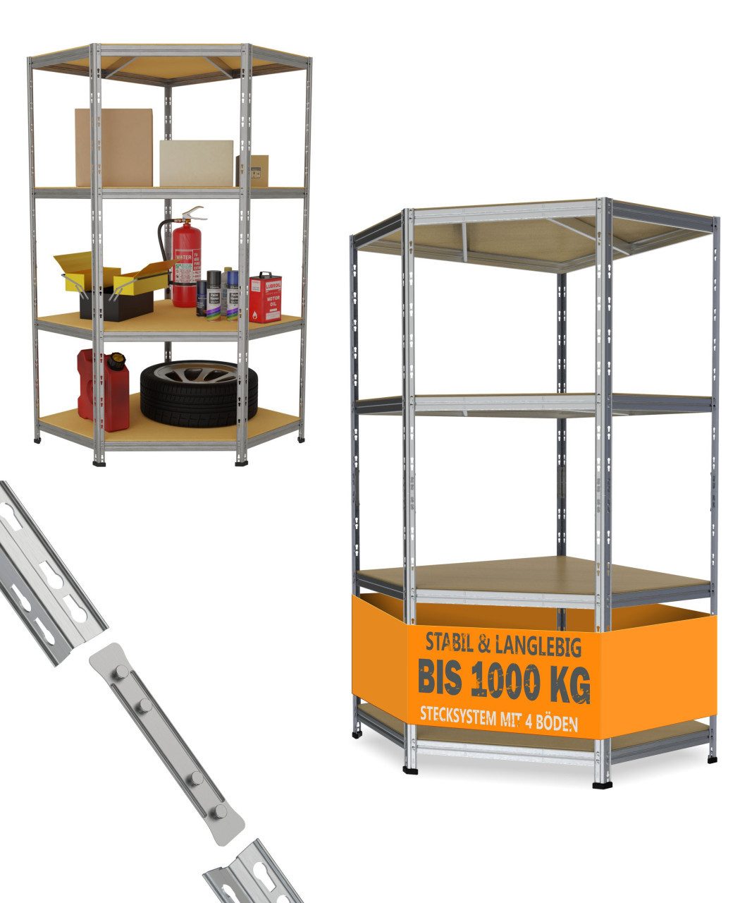 Ar Shelving Schwerlastregal Werkstattregal eckig Stahl Rivet 180 x 90 cm 4