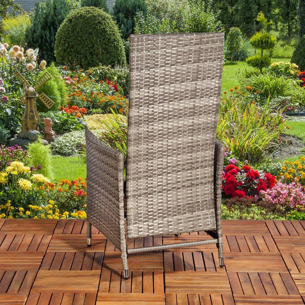 Melko Gartensessel Relaxsessel Gartenmöbel Sitzmöbel Grau Polyrattan Balkon Terrasse (Stück)