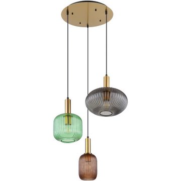 Globo Hängeleuchte Hängeleuchte Hängelampe Pendelleuchte Wohnzimmer Glas 3 Farben, modern, Glas, Retro, bunt, ohne Leuchtmittel, Lichtfarbe ist abhängig vom Leuchtmittel, Pendellampe, Schlafzimmer, Esszimmer, Küche, Flur