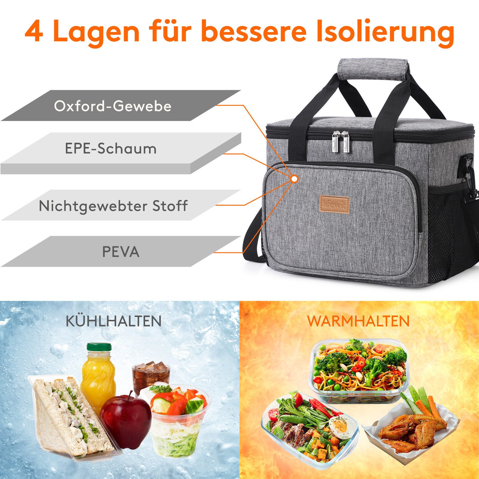 Lifewit Picknicktasche Kühltasche klein unterwegs, Isolierte Cooler Bag Lun günstig online kaufen