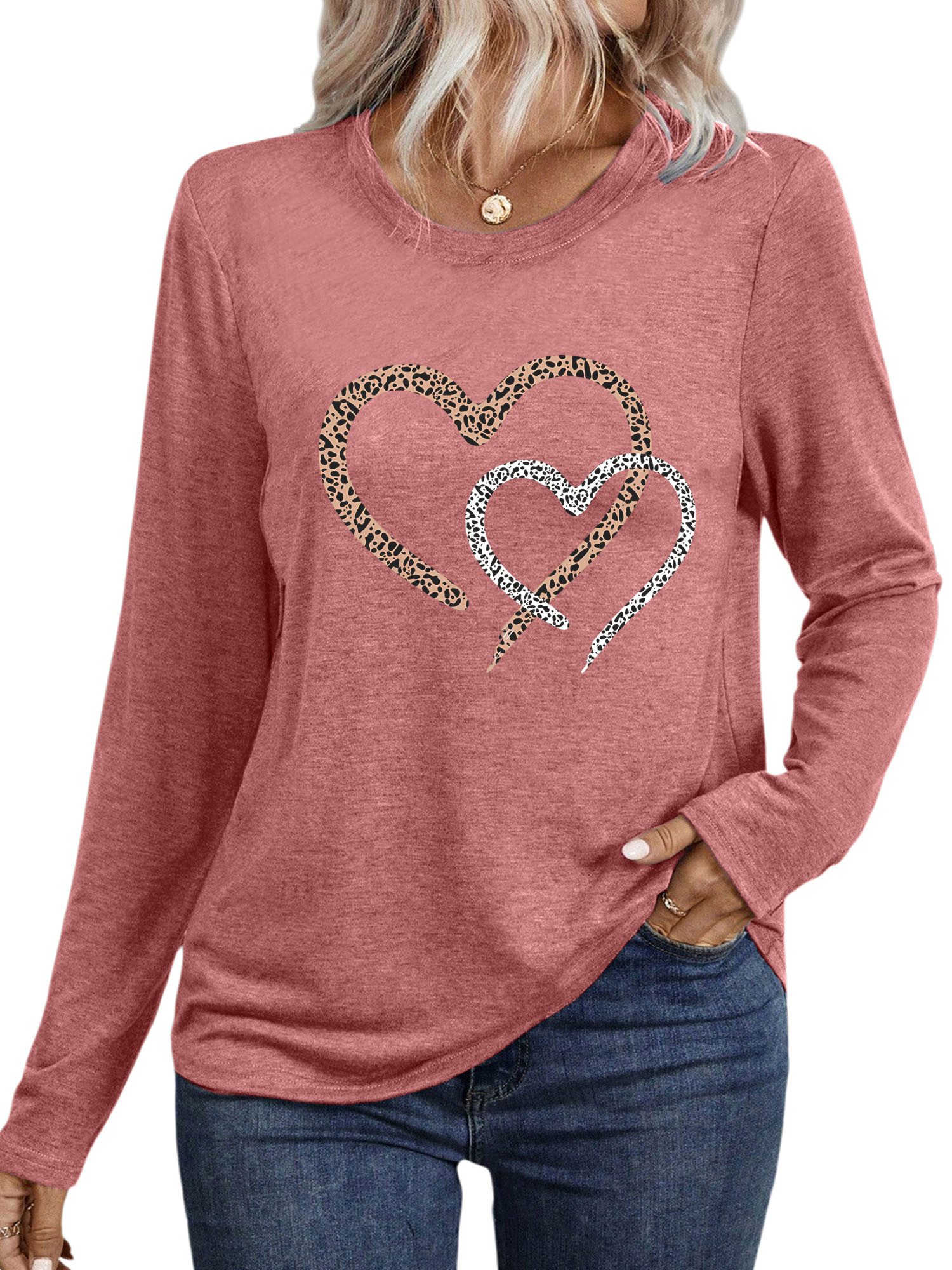 PYLIKE Langarmshirt Shirts Damen Casual animal Print Ausgefallene bequemes Langarmshirt Geeignet für den täglichen Gebrauch im Büro und zu Hause