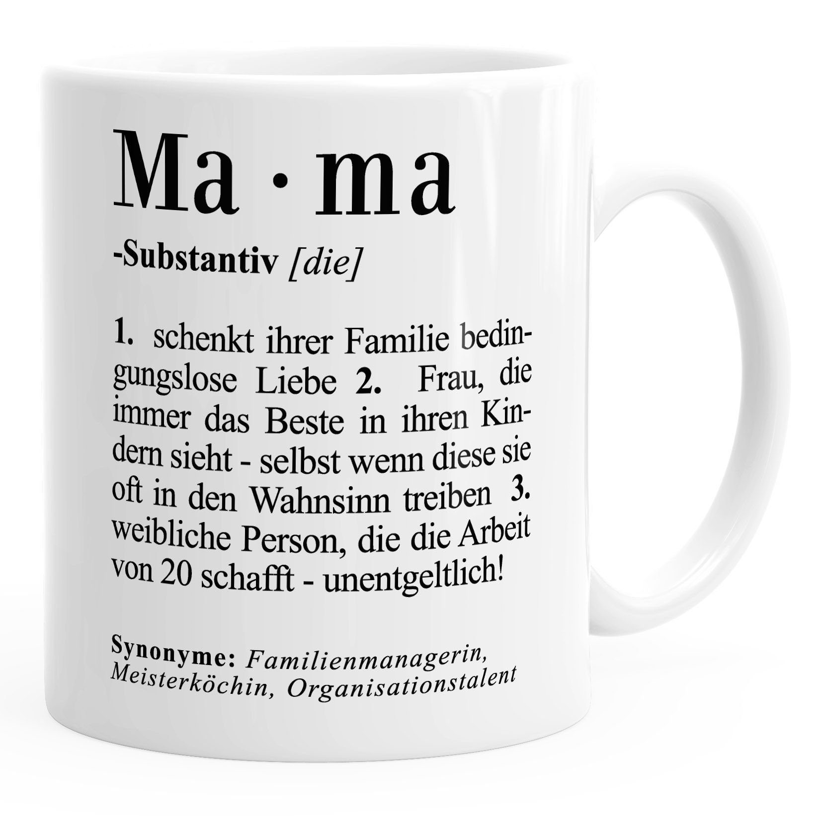 MoonWorks Tasse Kaffee-Tasse Mama Definition Dictionary Wörterbuch Duden Geschenk für Mama Mutter MoonWorks®, Keramik | Tassen