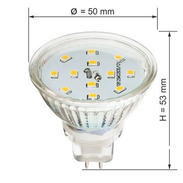SEBSON LED-Leuchtmittel LED Lampe GU5.3 / MR16 5W warmweiß 3000K 12V Leuchtmittel - 10er Pack