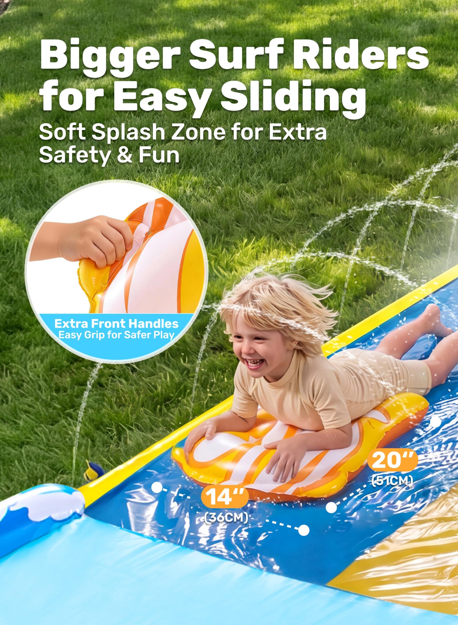 sloosh Wasserrutsche SLOOSH 22,5ft x 84in/685.8*213.3cm Wellen Dreifach Wasserrutsche