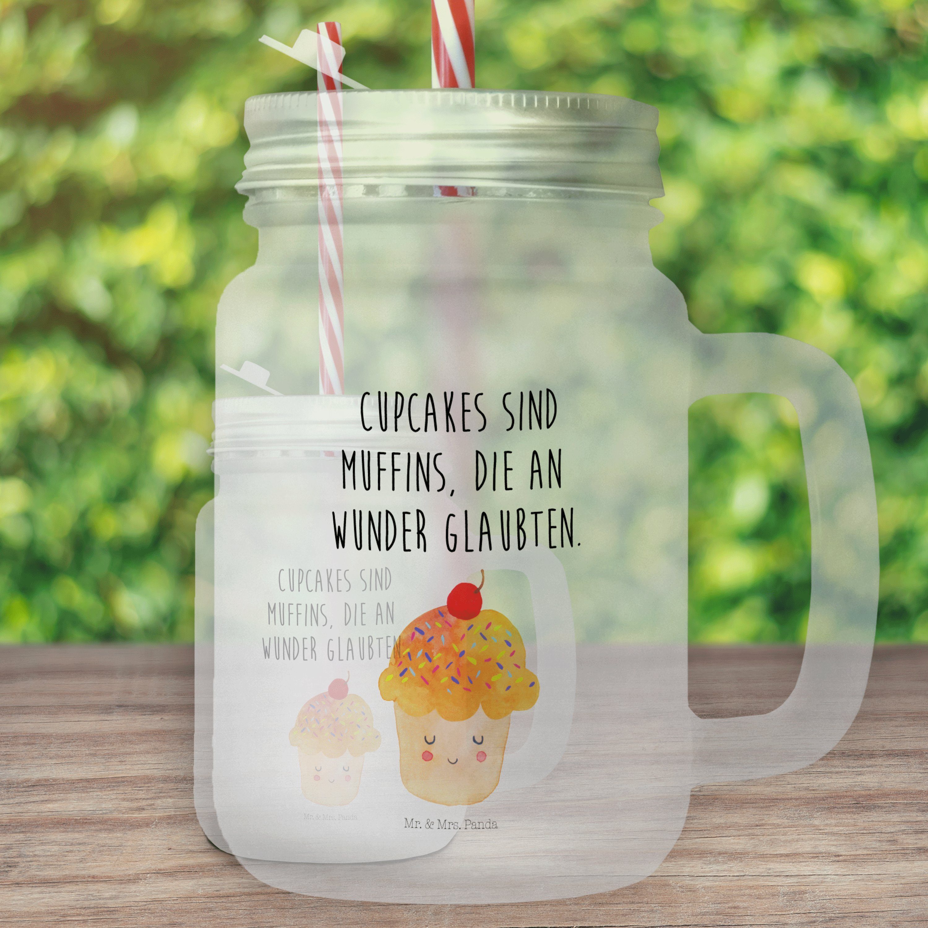 Mr. & Mrs. Panda Longdrinkglas »Cupcake Transparent Backen Geschenk