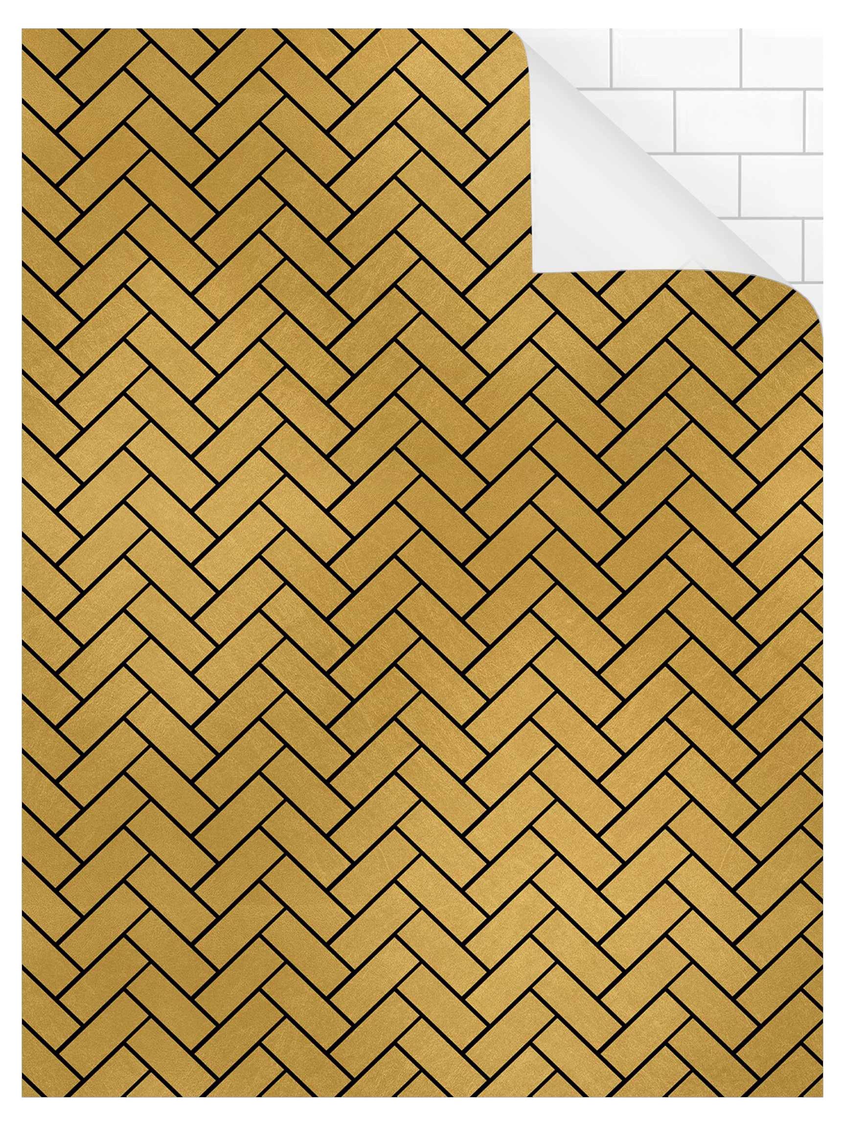 Bilderdepot24 Duschrückwand Fliesenoptik gold Duschrückwand ohne Bohren Dusche, (0,61 mm starke Folie selbstklebend Wandpaneele Dusche versch. Größen), fugenlose & wasserfeste Motiv Rückwand Wandverkleidung für Duschkabine