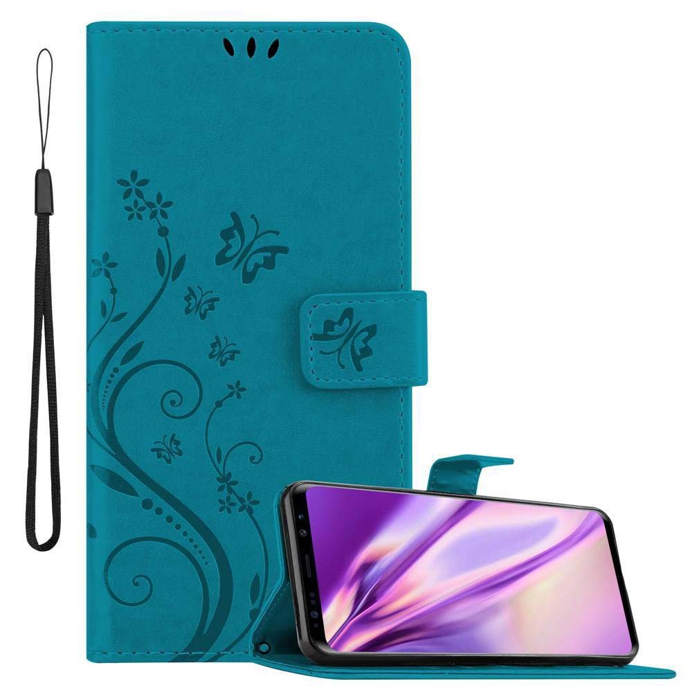 Cadorabo Handyhülle für Samsung Galaxy S9 PLUS Hülle Samsung Galaxy S9 PLUS, Hülle Schutzhülle Blumen Flower mit Standfunktion Kartenfach Magnet