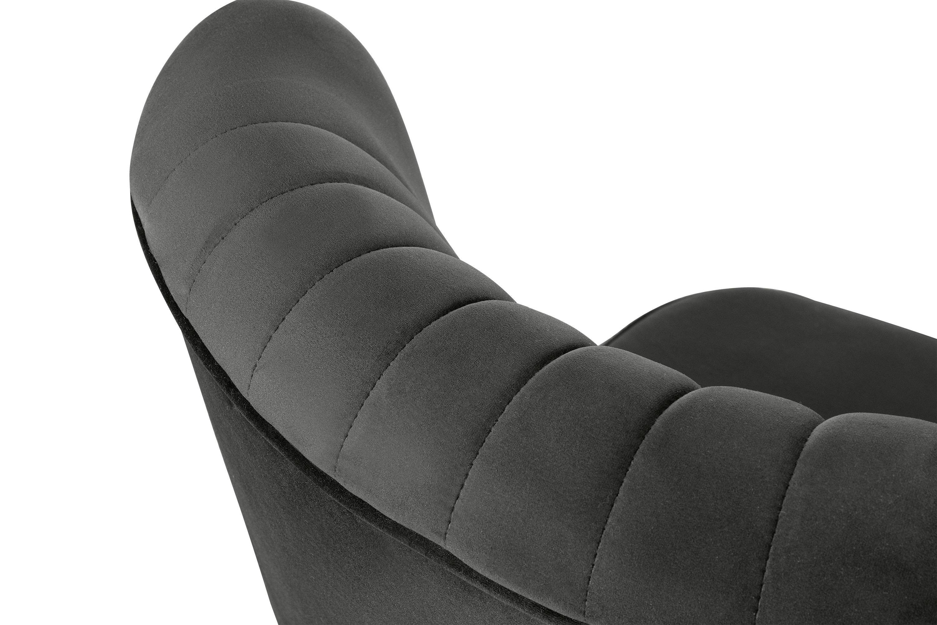 Sessel, Rückenlehne, Cocktailsessel Buche hohen graphit der auf Konsimo Beinen graphit/buche an aus | DUCO Ziernaht