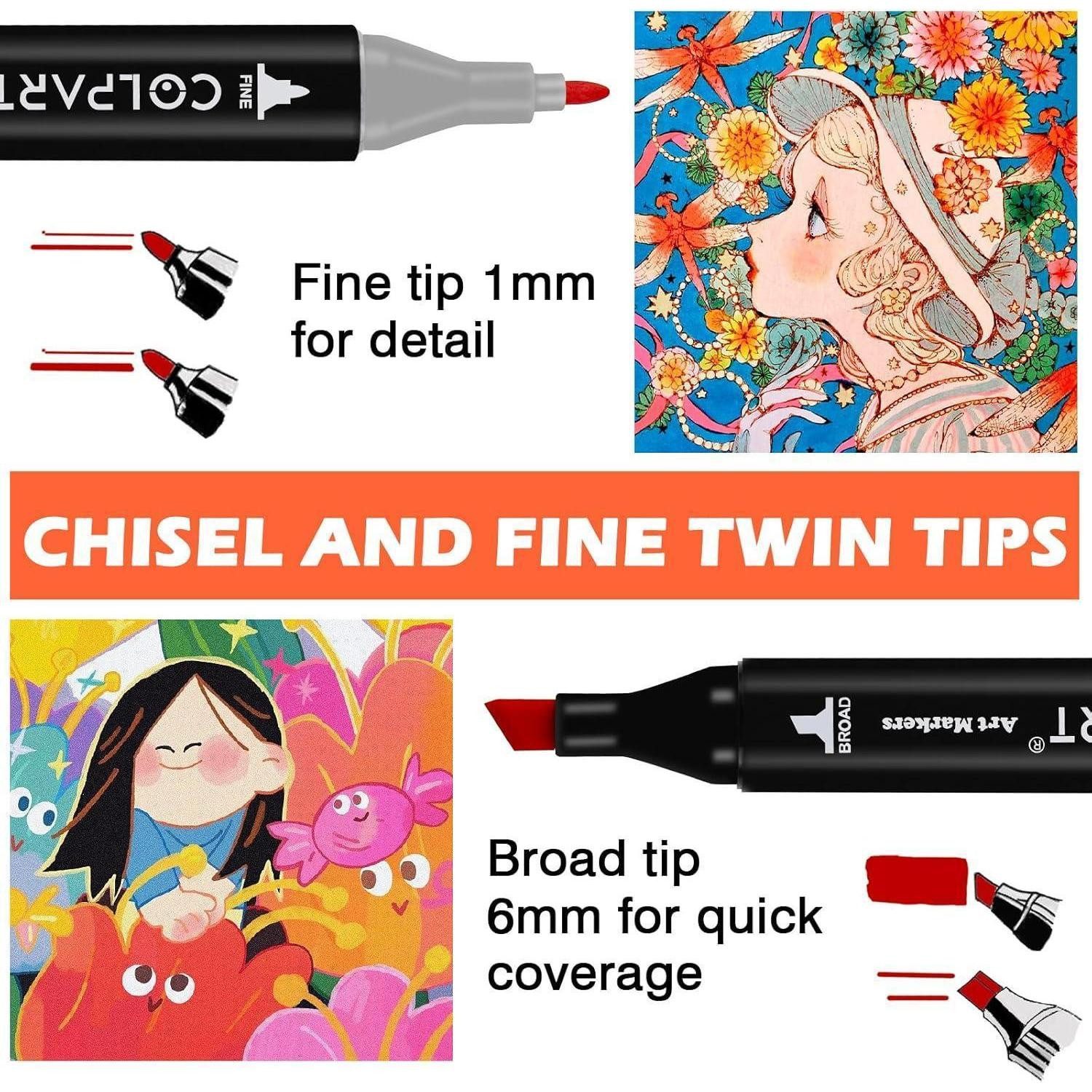 colpart Marker 168 Farben Alkohol Filzstifte Set für Manga Malerei Zeichnung