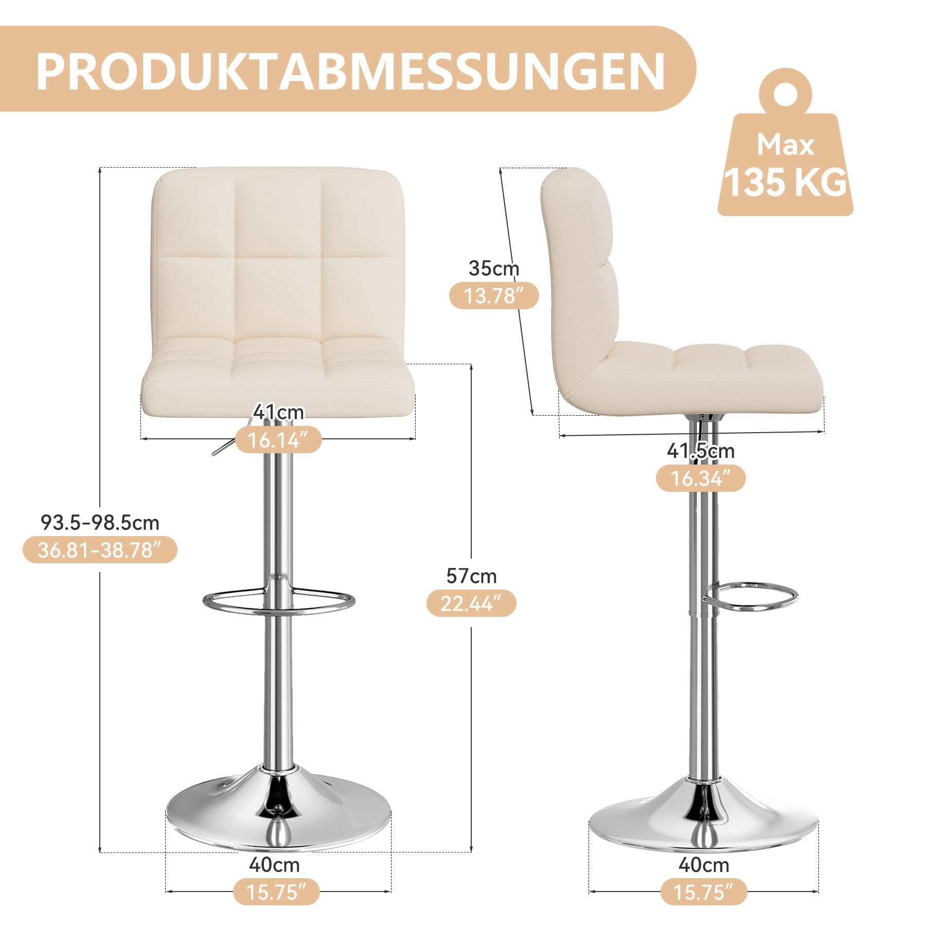 HawthyHome Barhocker Bistrohocker aus Kunstleder mit Rückenlehne und Fußstü günstig online kaufen