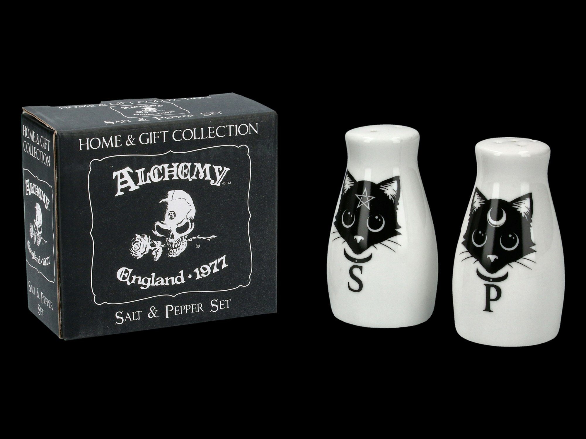 Figuren Shop GmbH Dekoobjekt Salz- Pfefferstreuer Black Alchemy und - England Katzen - Cats