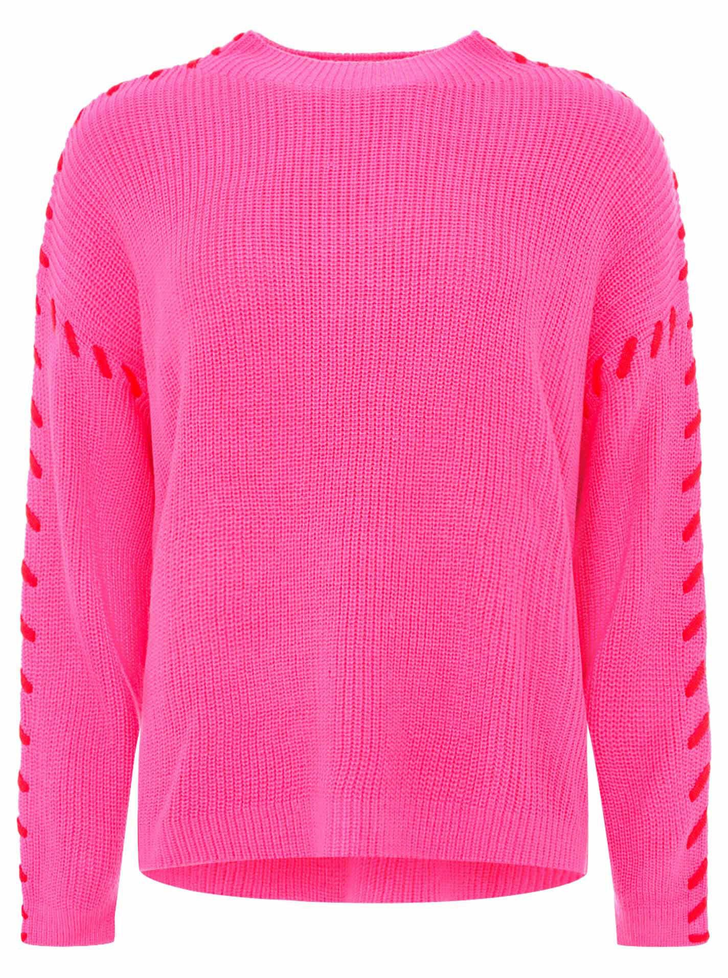 Zwillingsherz Strickpullover "Stitching" kontrastfarbige Nähte, hoher Rundh günstig online kaufen