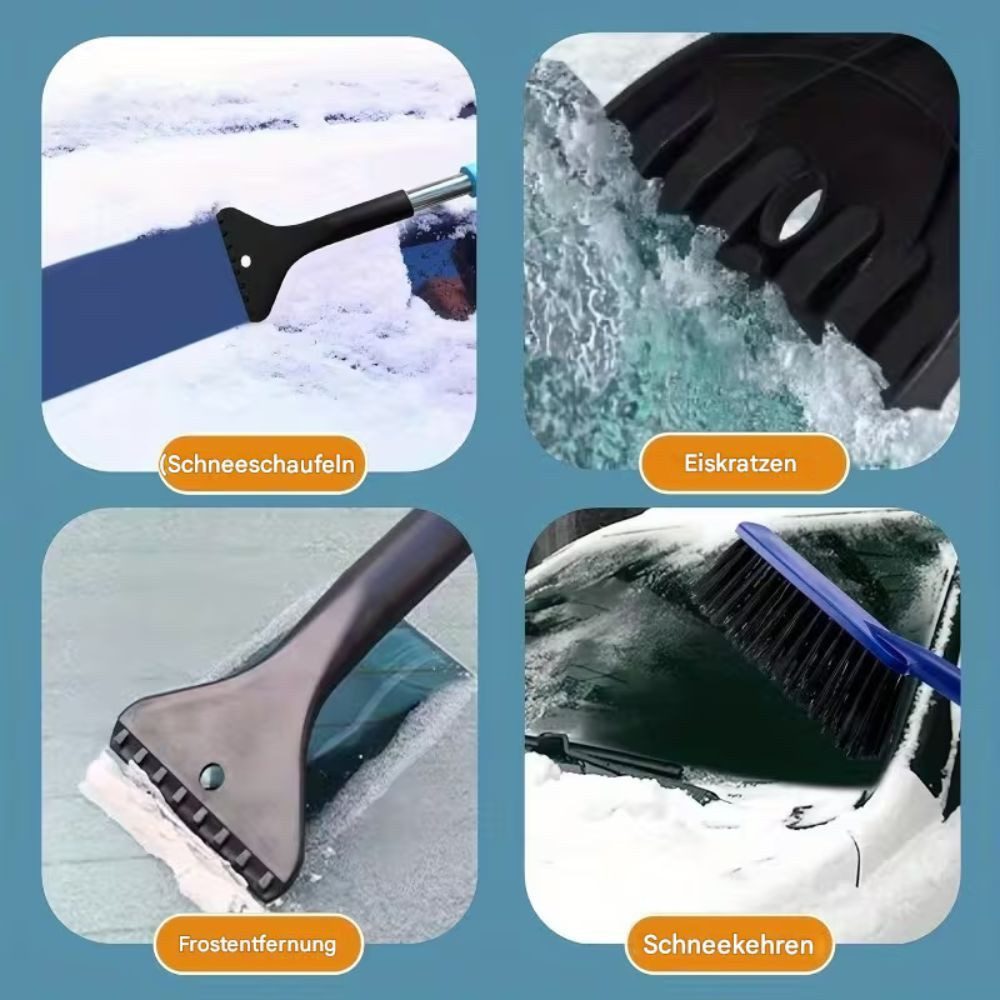 Montegoni 2-in-1 Ice Scraper/Snow Shovel with Brush, Ergonomic Handle, Windscreen Scraper with Non-Slip Grip, Compact