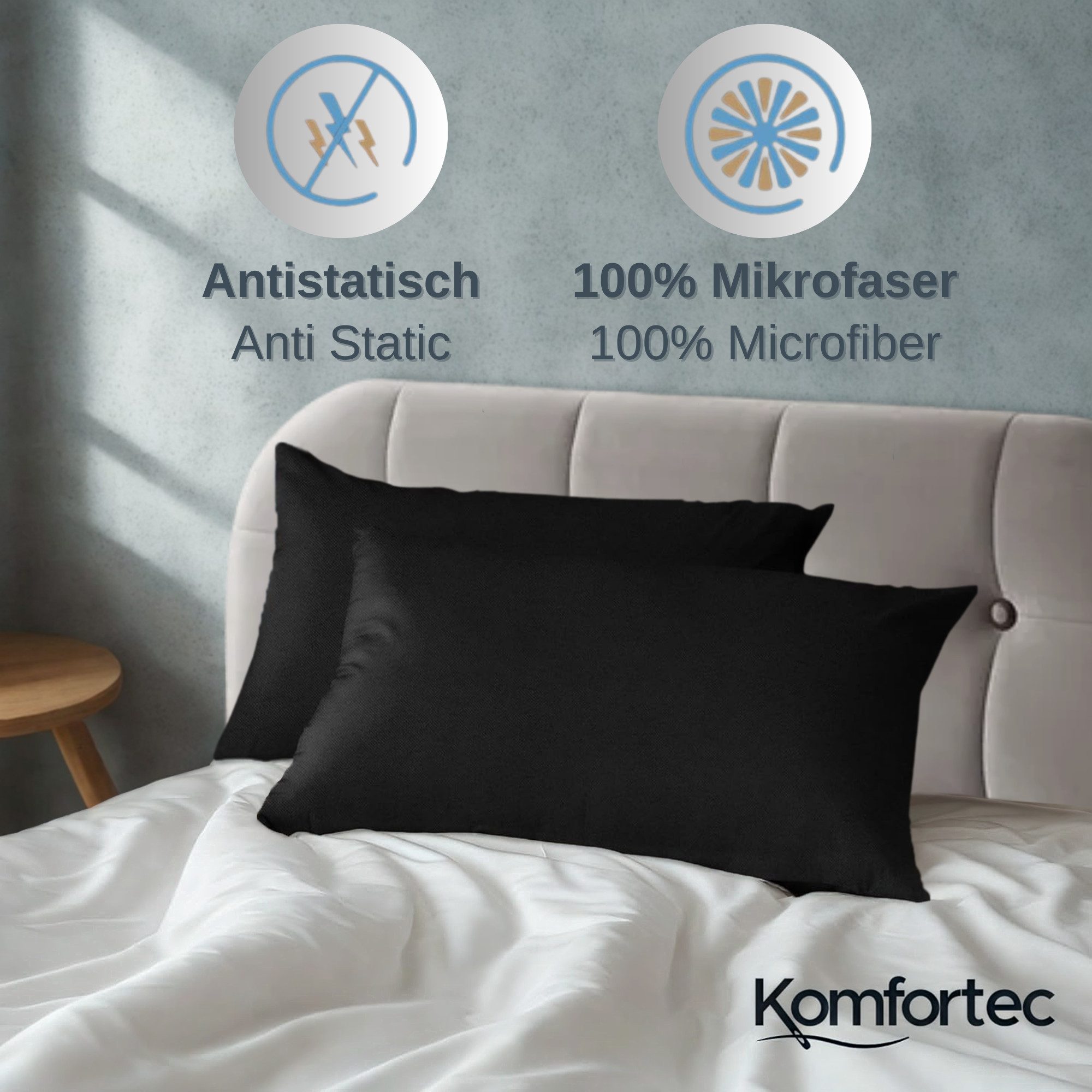 Komfortec Bettwäsche Premium, 135 x 200 bis 220 x 240 cm, 6 verschiedene Größen zur Auswahl, gebürstet 100% Mikrofaser, 4 teilig, Superweiches Bettwäsche-Set, Knitterfrei, Atmungsaktiv