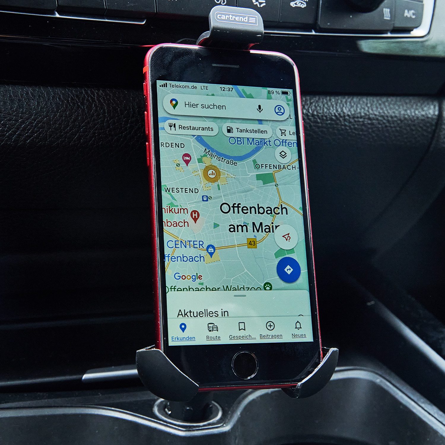 Cartrend Handy-Halterung 360° Kfz Halterung Universal Auto PKW Handy-Halter, (Universell, Lademöglichkeit über USB-Port 360° für Smartphone bis 5,4) – Bild 4 von 5