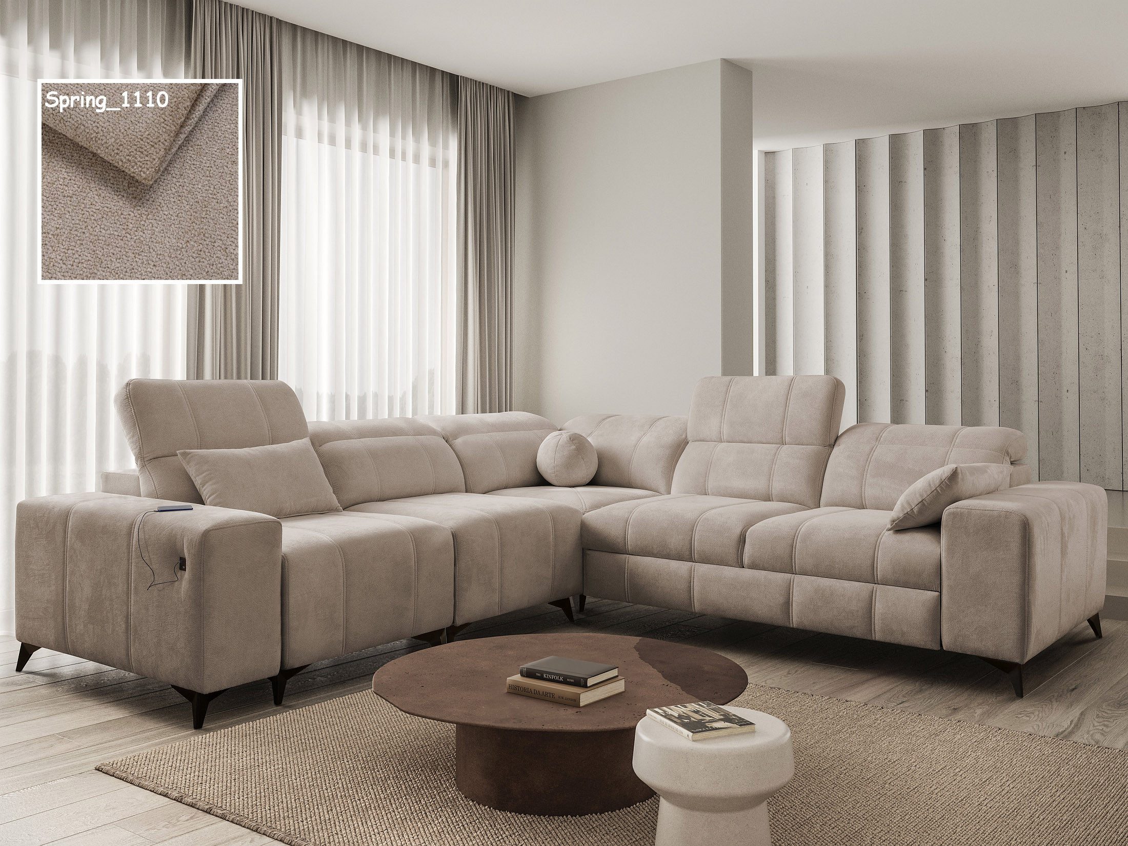 Möbel für Dich Ecksofa Dafne 3 mit USB, Schlaffunktion und zwei Bettkästen, mit verstellbaren Kopfstützen