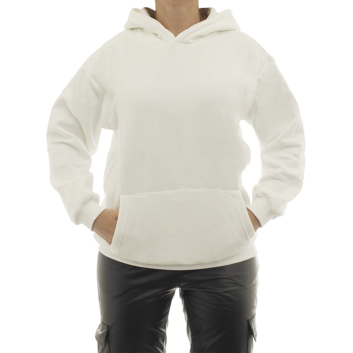 YESET Kapuzenpullover Hoodie warm Vlies Kapuze Pulli Oversize Pullover Tasche 7260 weiss