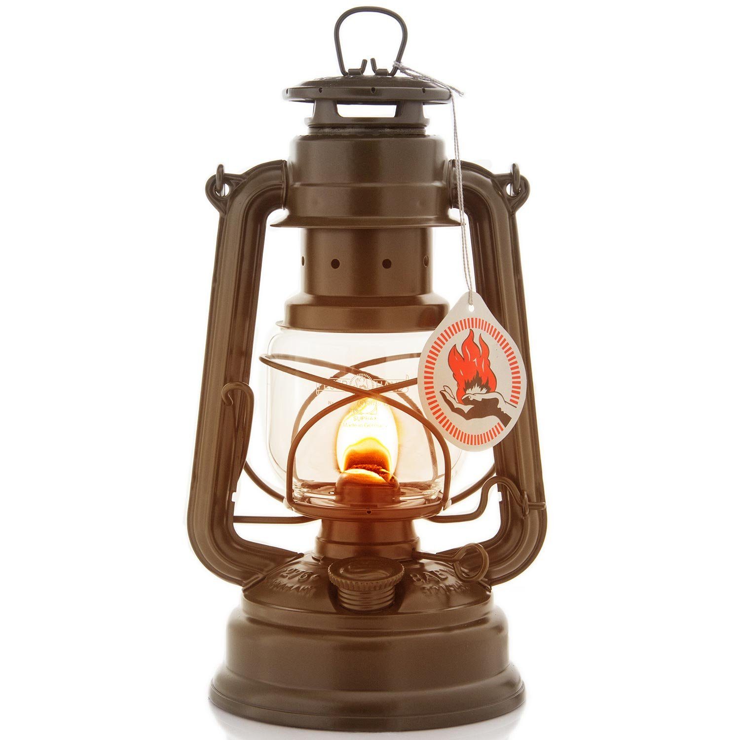 Feuerhand Outdoorkerze Sturmlaterne 276 inkl. Reflektorschirm (Spar-Set, 2-tlg., 1 x Lampe + 1 x Schirm), Farbe: Bronze, pulverbeschichtet