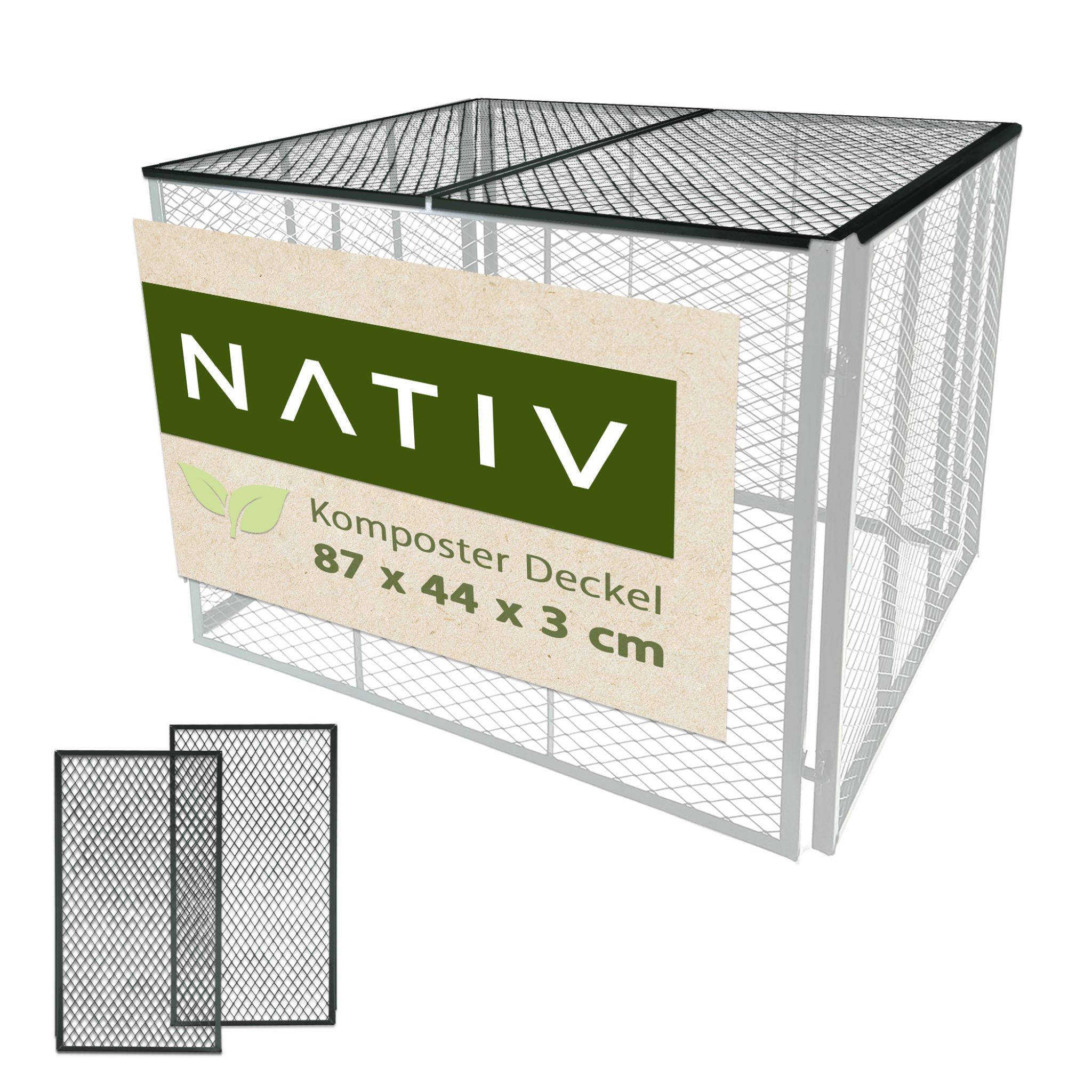 Lemodo Komposter Deckel grün, zweitilig aus Stahl, BxTxH: 87x54x3 cm, (2 St), verwendbar als Deckel oder Boden