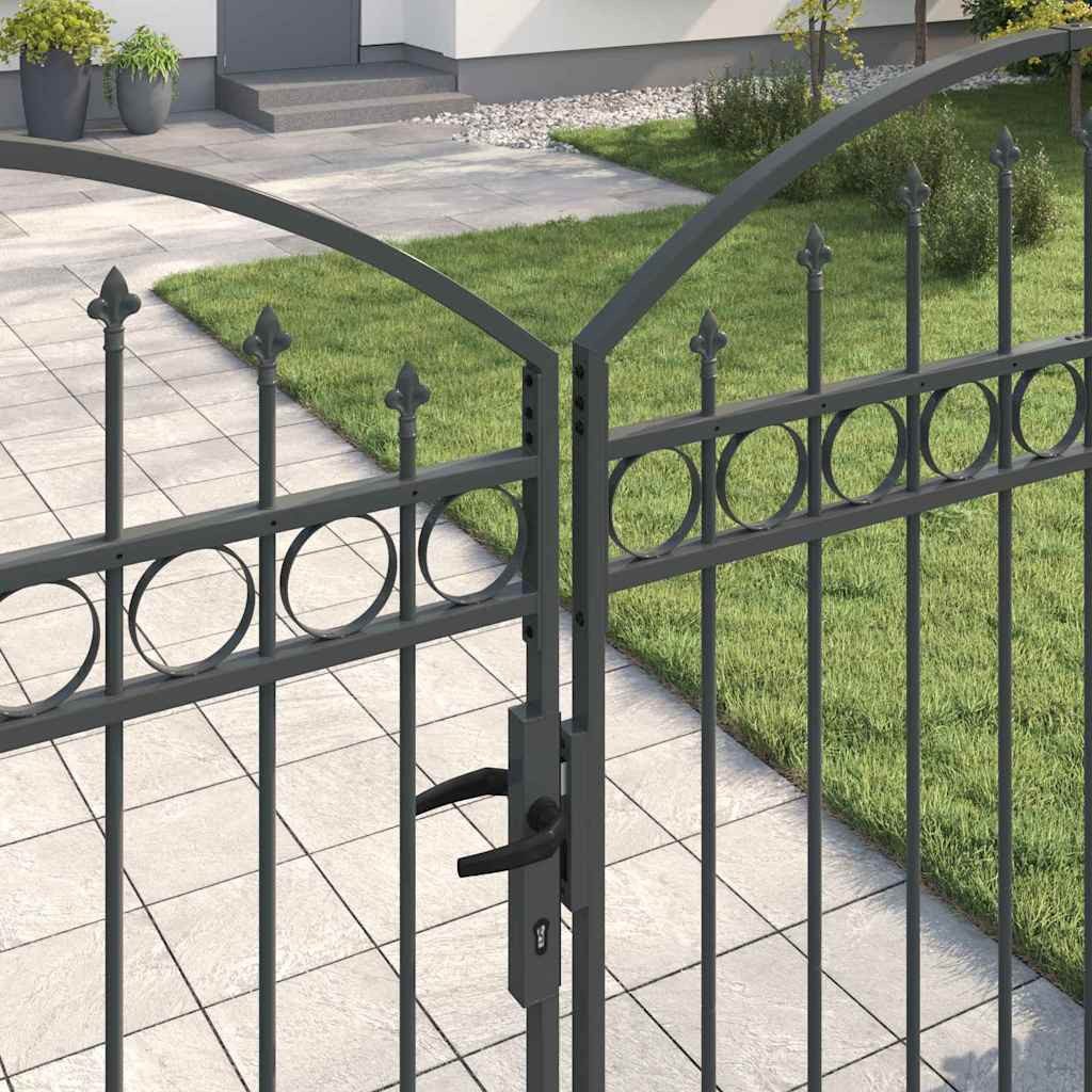 vidaXL Gartentor Zauntor mit Schloss Grau 301 x 224,5 cm Stahl