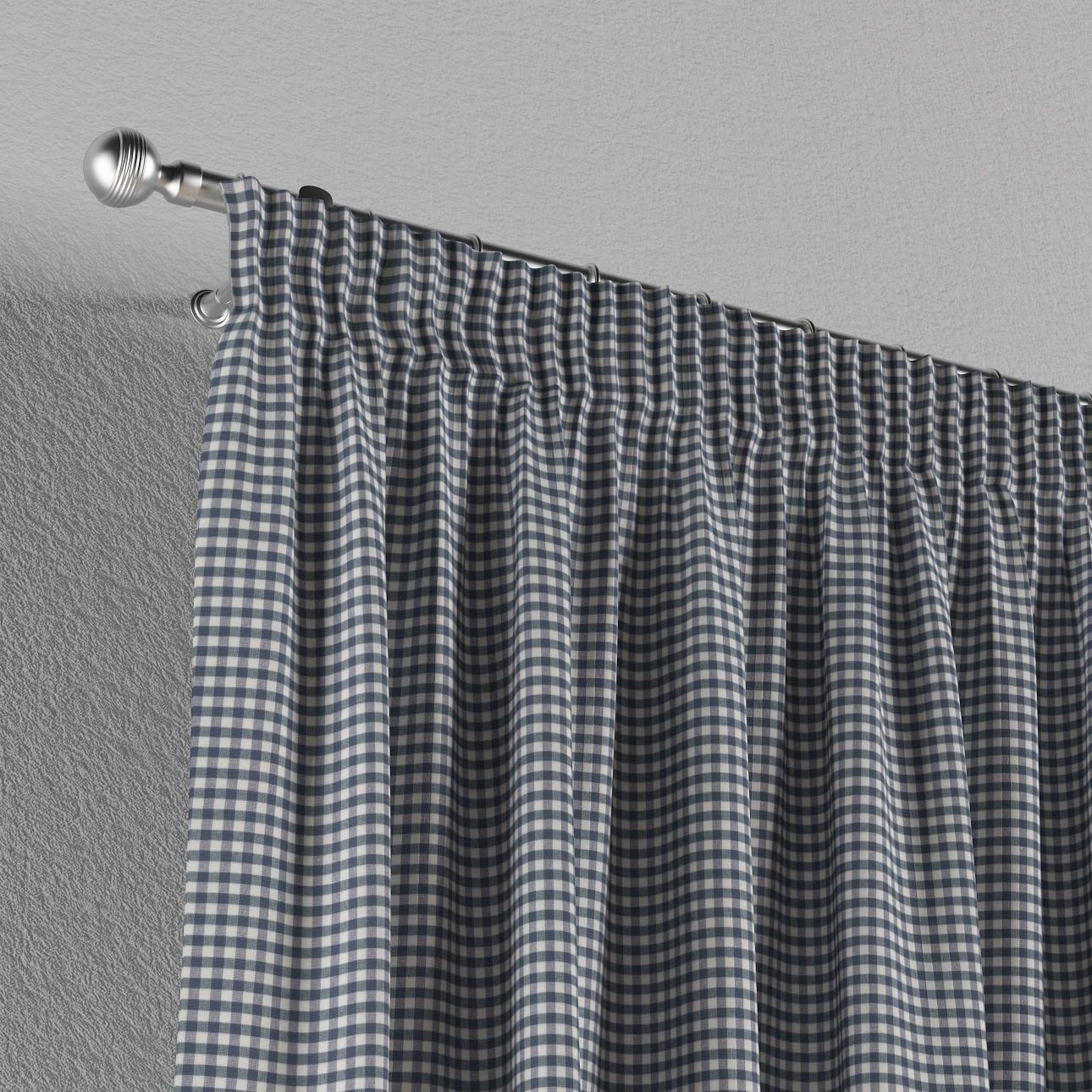 130 cm, x Dekoria Kräuselband Quadro, 245 Vorhang marinenblau-ecru Vorhang mit