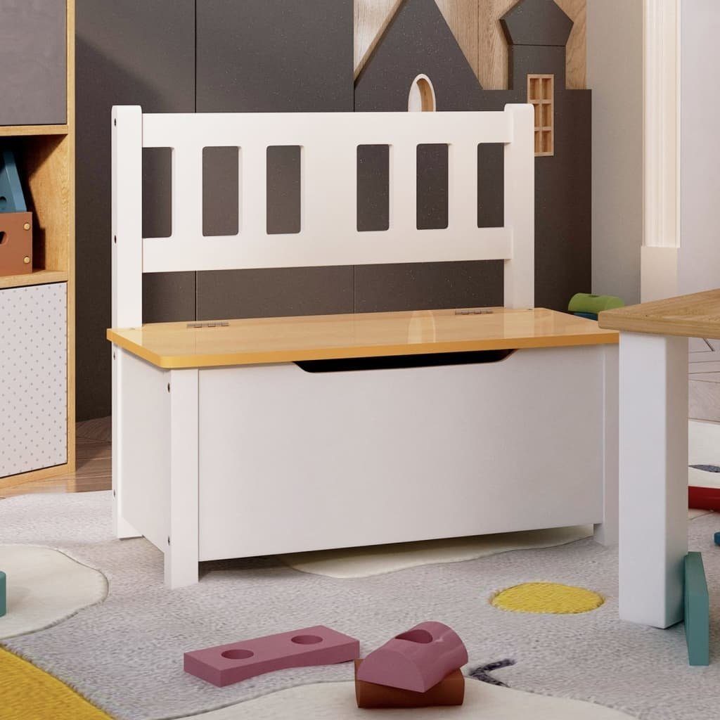 vidaXL Bank aus MDF in Weiß und Beige (L/B/H: 60x30x55 cm)