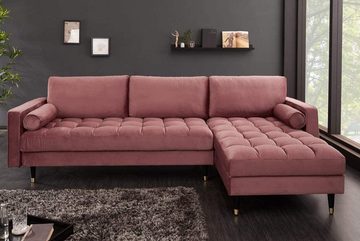 LebensWohnArt Sofa Ecksofa 260cm Ottomane beidseitig COMFORT alt-rosa Samt Federkern