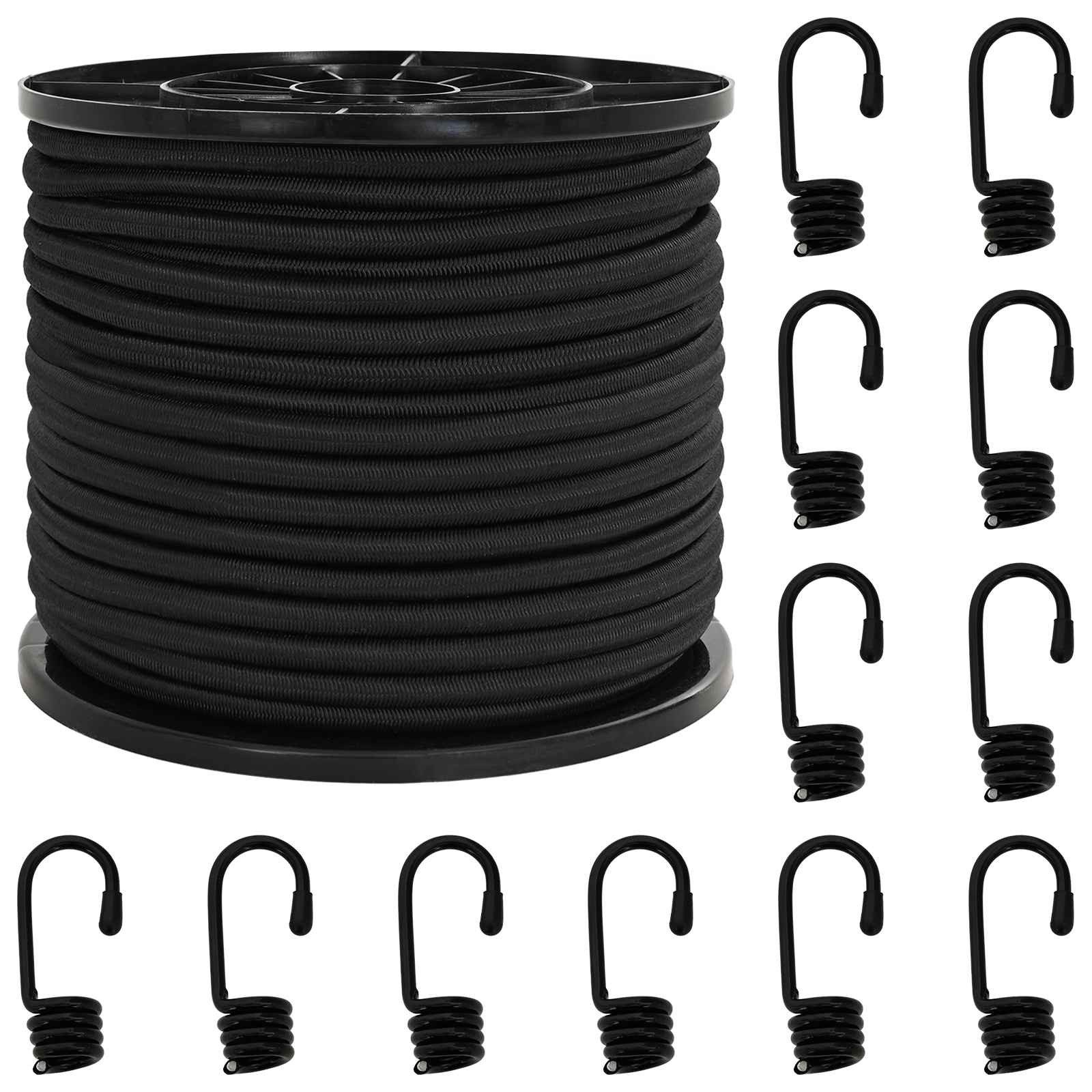 vidaXL Seil Bungee-Schnüre mit Haken 8 mm Schwarz PP und Gummi