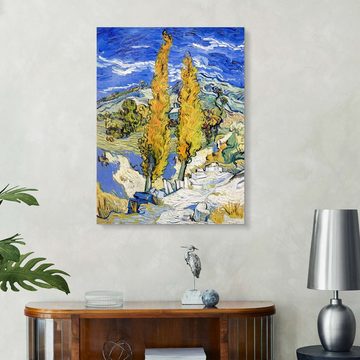 Posterlounge Acrylglasbild Vincent van Gogh, Zwei Pappeln auf einem Hügel, Wohnzimmer Malerei