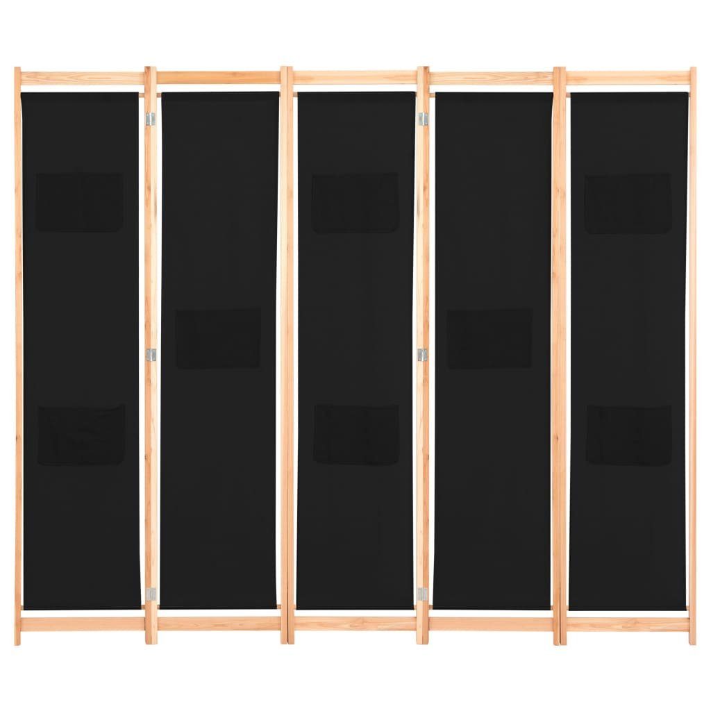 furnicato Raumteiler 5-teiliger Schwarz 200 cm 170 Stoff x 4 x