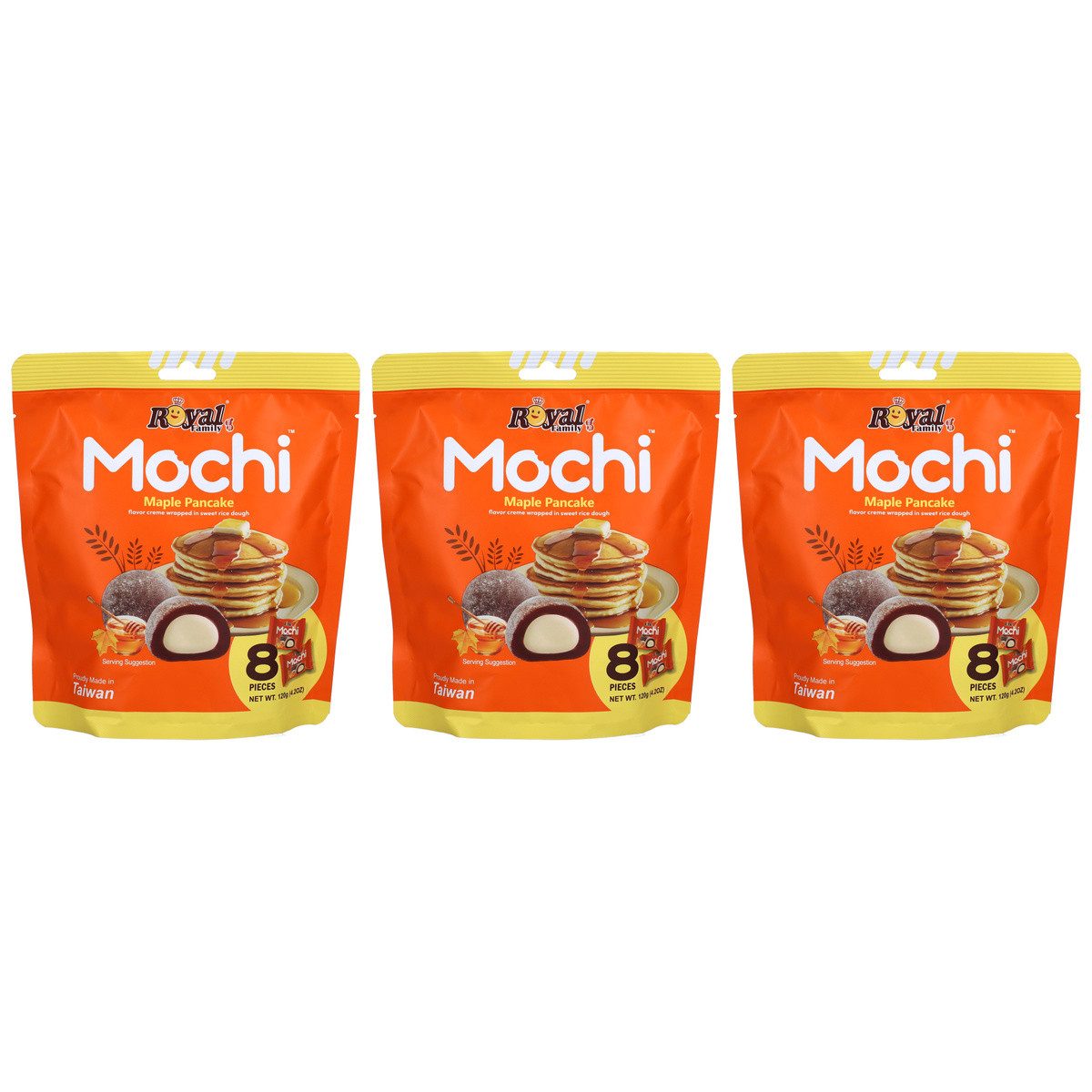 Royal Family Kuchen, Royal Family Mochi Maple Pancake Creme einzeln verpackt 120g 3er Pack