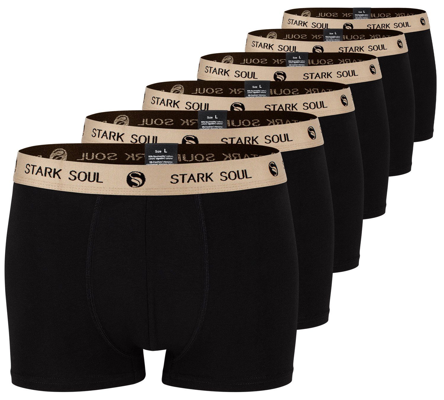 Stark Soul® Boxershorts Herren Boxershorts, 6er Schwarz-Safari Hipster Baumwoll-Unterhosen im Pack, 6er-Pack